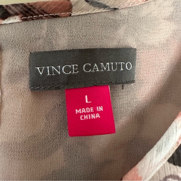 Vince Camuto Women L Top Long Sheer Puff Sleeve Blouse Floral Fairy Feminine - Picture 8 of 10
